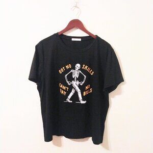 XL ROMWE x Washbeast Letter Skull Graphic Tee